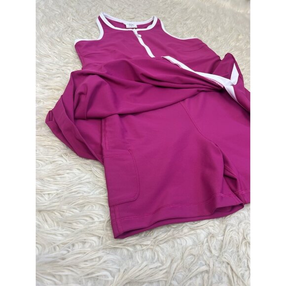 SAGE COLLECTIVE Hot Pink 1/4 Zip Tennis Athletic Tank Mini Dress Size XL Sporty - Picture 10 of 11